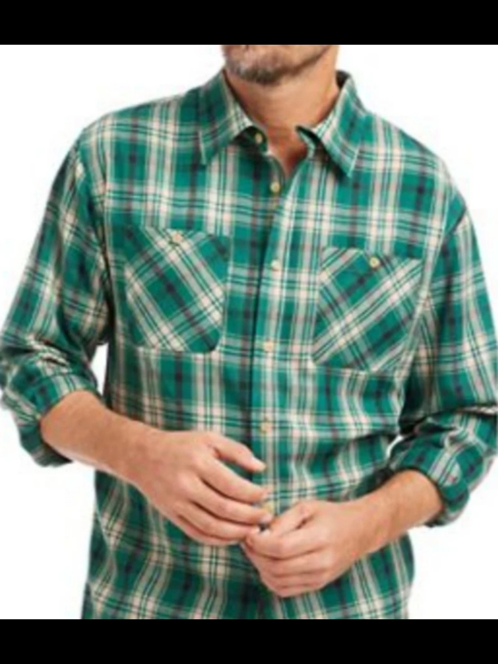 Men's Green Tartan Plaid Button-Up Shirt